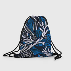 Рюкзак-мешок Синий и белый узор на чёрном фоне, цвет: 3D-принт
