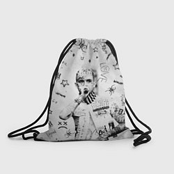 Рюкзак-мешок Лил Пип на сером фоне, цвет: 3D-принт