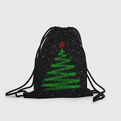 Рюкзак-мешок Новогодняя ёлка и мишуры - минимализм, цвет: 3D-принт