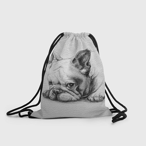 Мешок для обуви Французский бульдог чб рисунок на стене / 3D-принт – фото 1