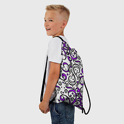Рюкзак-мешок Фиолетовые кружевные узоры, цвет: 3D-принт — фото 2