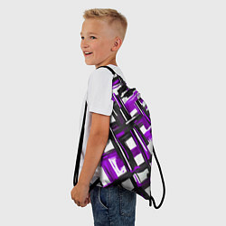 Рюкзак-мешок Фиолетовые и чёрные мазки, цвет: 3D-принт — фото 2