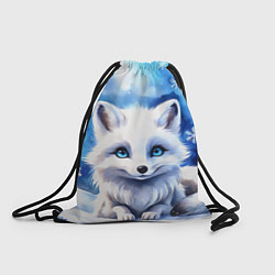 Мешок для обуви Портрет мультяшного песца акварель