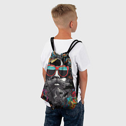Рюкзак-мешок Хиппи в красных очках, цвет: 3D-принт — фото 2
