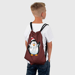Рюкзак-мешок Пингвин в новогодней шапочке, цвет: 3D-принт — фото 2