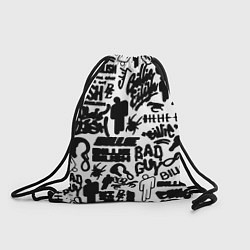 Рюкзак-мешок Билли Айлиш автографы черно белый, цвет: 3D-принт