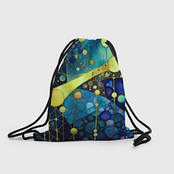 Рюкзак-мешок Абстракция в жёлто синих тонах с кругами и линиями, цвет: 3D-принт