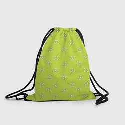Рюкзак-мешок Цветочки на ярко-салатовом, цвет: 3D-принт