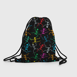 Рюкзак-мешок Разноцветные танцующие скелетики, цвет: 3D-принт