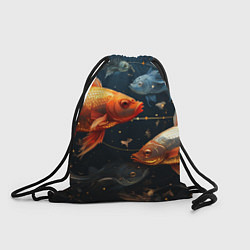 Рюкзак-мешок Рыбки на темном фоне, цвет: 3D-принт