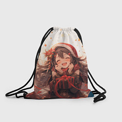 Рюкзак-мешок Радостная аниме девушка с подарком, цвет: 3D-принт