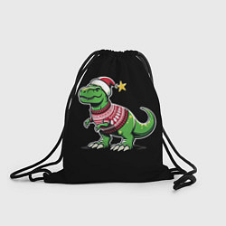 Рюкзак-мешок Динозавр в рождественнском свитере, цвет: 3D-принт