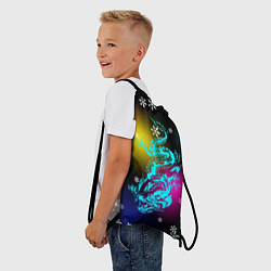 Рюкзак-мешок Праздничный дракон и снежинки, цвет: 3D-принт — фото 2