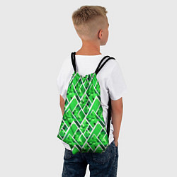 Рюкзак-мешок Зелёные треугольники и белые полосы, цвет: 3D-принт — фото 2