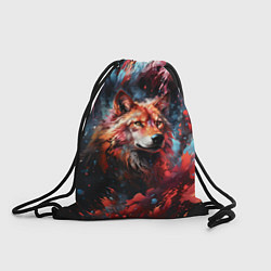Рюкзак-мешок Красный волк в брызгах краски, цвет: 3D-принт
