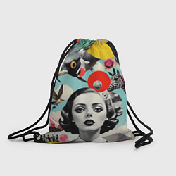 Рюкзак-мешок Коллаж с женщиной и зверями, цвет: 3D-принт