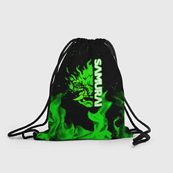 Рюкзак-мешок Samurai green fire toxic, цвет: 3D-принт