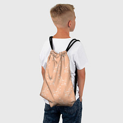 Рюкзак-мешок Белые ветки на персиковом фоне, цвет: 3D-принт — фото 2