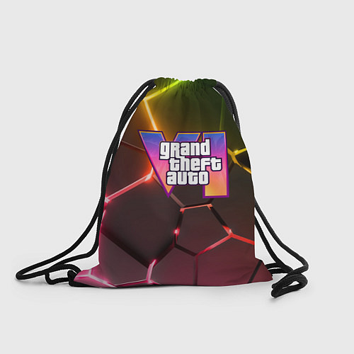 Мешок для обуви GTA 6 лого на фоне разлома радужных плит / 3D-принт – фото 1