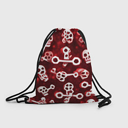 Рюкзак-мешок Белые черепки и кости на красном фоне, цвет: 3D-принт