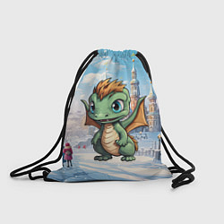 Рюкзак-мешок Зеленый дракоша 2024, цвет: 3D-принт