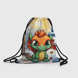 Рюкзак-мешок Зелено-оранжевый дракон, цвет: 3D-принт