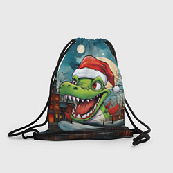 Рюкзак-мешок Зеленый дракон на фоне города, цвет: 3D-принт