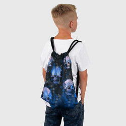 Рюкзак-мешок Синие черепа на чёрном фоне, цвет: 3D-принт — фото 2