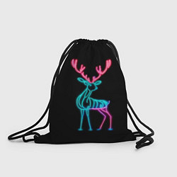 Рюкзак-мешок Фиолетовый неоновый олень, цвет: 3D-принт