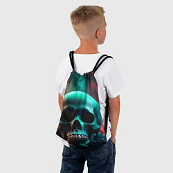 Рюкзак-мешок Бирюзовый череп среди стеклянных шаров и боке, цвет: 3D-принт — фото 2