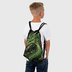 Рюкзак-мешок Зеленый яркий неоновый дракон символ 2024 года, цвет: 3D-принт — фото 2