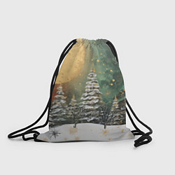Рюкзак-мешок Большая луна и новогодний лес, цвет: 3D-принт