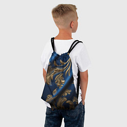 Рюкзак-мешок Лепнина узоры золотистые на синем фоне, цвет: 3D-принт — фото 2