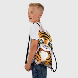 Рюкзак-мешок Милый тигренок с цветами на фоне, цвет: 3D-принт — фото 2