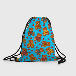 Рюкзак-мешок Мишки в цветных свитерах и сердечки, цвет: 3D-принт