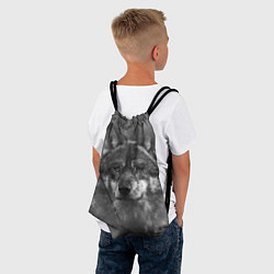 Рюкзак-мешок Серый волк на сером фоне, цвет: 3D-принт — фото 2