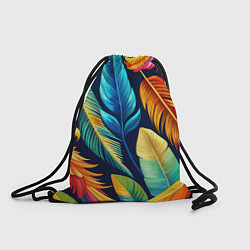 Рюкзак-мешок Пёстрые пёрышки попугаев, цвет: 3D-принт