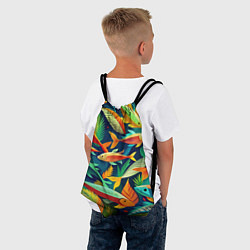 Рюкзак-мешок Стая пестрых рыбок паттерн, цвет: 3D-принт — фото 2