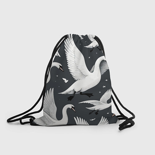 Мешок для обуви Стая белых лебедей летящих в небе / 3D-принт – фото 1