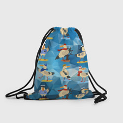 Рюкзак-мешок Паттерн чаек на полигональном синем, цвет: 3D-принт