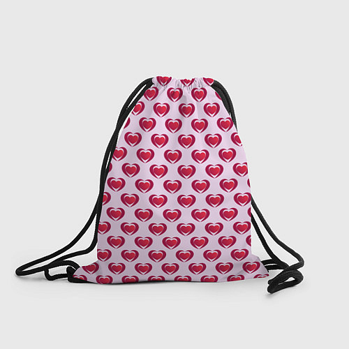 Мешок для обуви Двойное сердце на розовом фоне / 3D-принт – фото 1