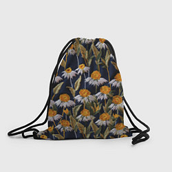 Рюкзак-мешок Вышитые ромашки, цвет: 3D-принт