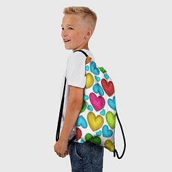 Рюкзак-мешок Сердца нарисованные цветными карандашами, цвет: 3D-принт — фото 2