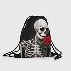 Рюкзак-мешок Скелет с розой в области сердца, цвет: 3D-принт