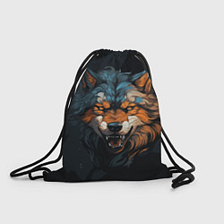 Рюкзак-мешок Волчий свирепый оскал, цвет: 3D-принт