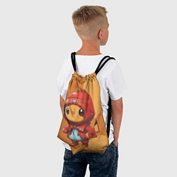 Рюкзак-мешок Забавный пикачу в красном плаще, цвет: 3D-принт — фото 2