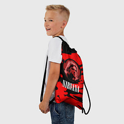 Рюкзак-мешок Nirvana красные краски рок бенд, цвет: 3D-принт — фото 2