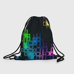 Рюкзак-мешок Разноцветные прямоугольники на чёрном фоне, цвет: 3D-принт