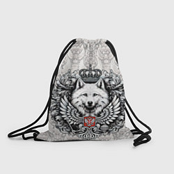 Рюкзак-мешок Волк белый герб России, цвет: 3D-принт