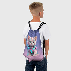 Рюкзак-мешок Милый котёнок - киберпанк милашка, цвет: 3D-принт — фото 2